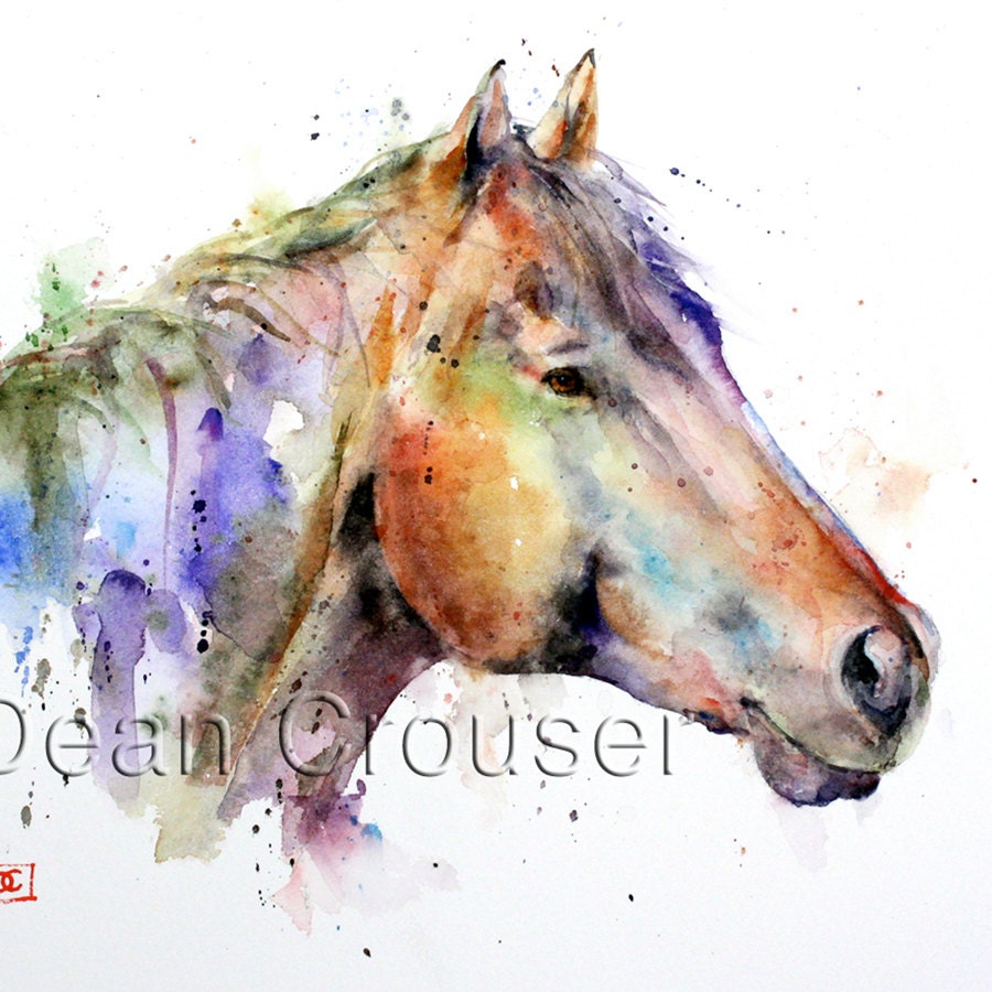 Colorful HORSE Watercolor Print by Dean Crouser