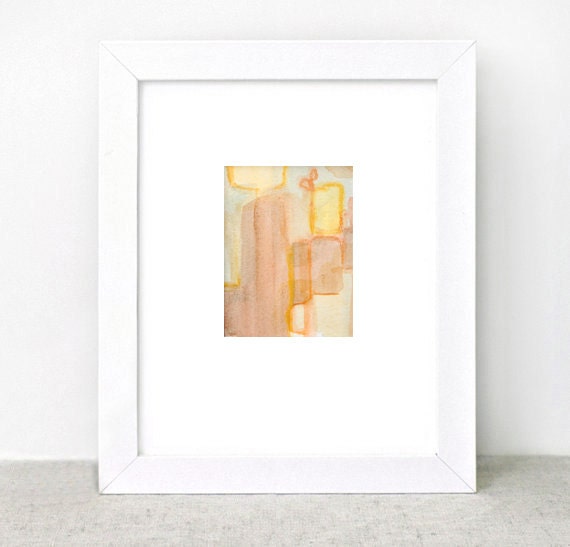 Watercolor Painting - circles - terracotta - orange yellow - southwest summer - desert - modern minimal - abstract art