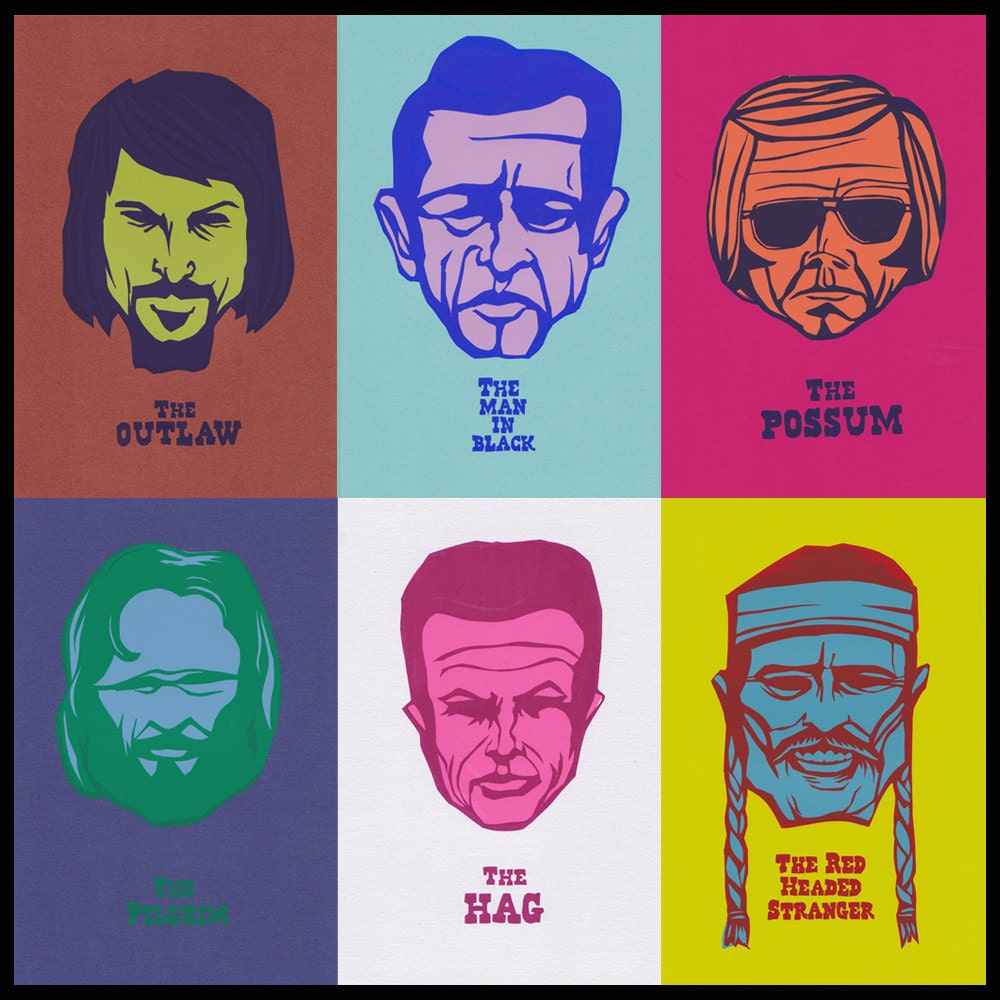 Outlaw Country Six-Pack portrait prints