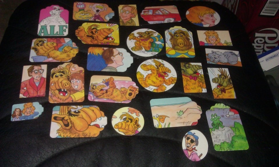 Alf the Alien, vintage scrapbooking tags, die cuts, from upcycled book, set of 36 pcs, Kate, Willie, mars mission, card making, party decor
