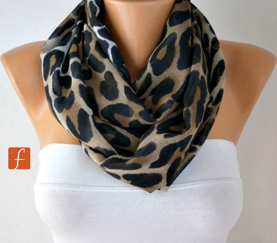 Leopard - Infinity Scarf Shawl Circle Scarf Loop Scarf Leopard Scarf - Gift -fatwoman