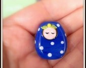 Blue Polka Dot Matryoshka Bead - Mad Cat Glass - FHF - SRA - British Lampwork - GBUK