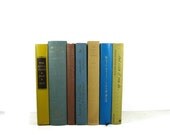Vintage Books Blue Green Brown and Yellow for Wedding Table and Home Decor