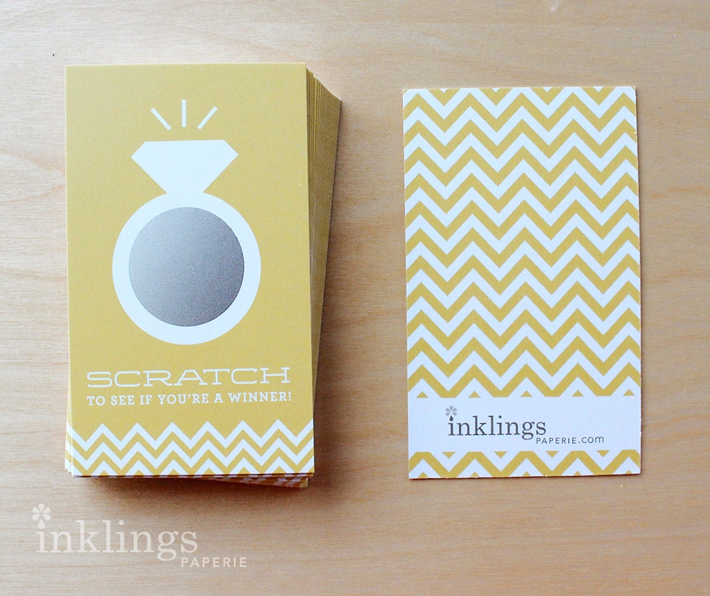 24 Scratch Off Cards for Bridal Shower or Bachelorette Game / Diamond Ring in Sunny Yellow