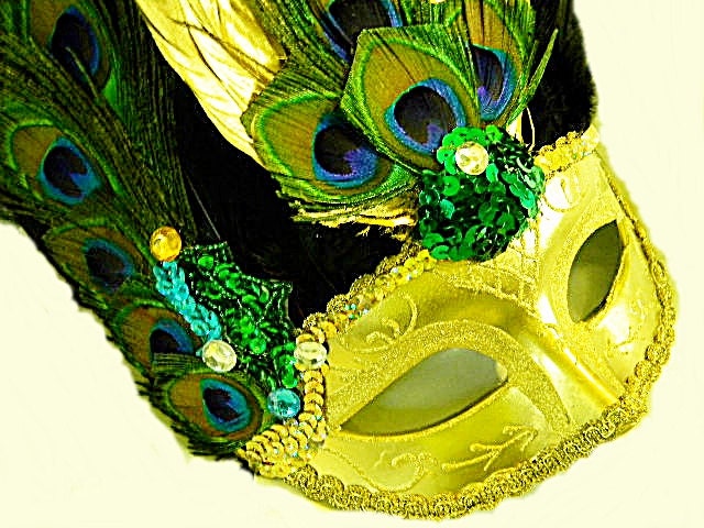 Peacock Feather Victorian MASK Mardi Gras/Adult Unisex MASK