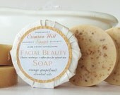 Natural Round  Facial Soap - face wash, handmade, cleanser, face, beauty, skin care, citrus essential oils, goat milk, soy