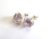 raw amethyst studs silver jewelry silver earrings