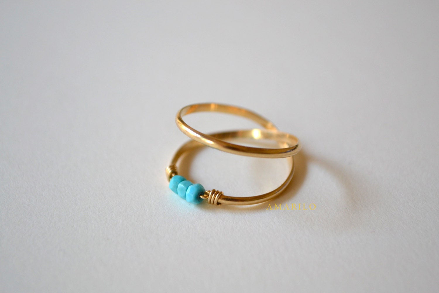 Cross Stacking ring Featuring Sleeping Beauty Turquoise