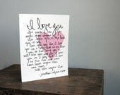 love note card - blank - I LOVE YOU Jonathan Safran Foer Quote