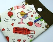 iPad mini case , iPad mini cover, iPad mini sleeve, Kindle and Ereader sleeve with a front pocket, PADDED - Snacks and drinks