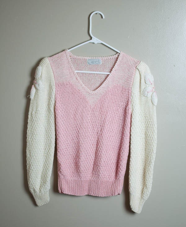 AMAZING  pink chevron vintage sweater, small