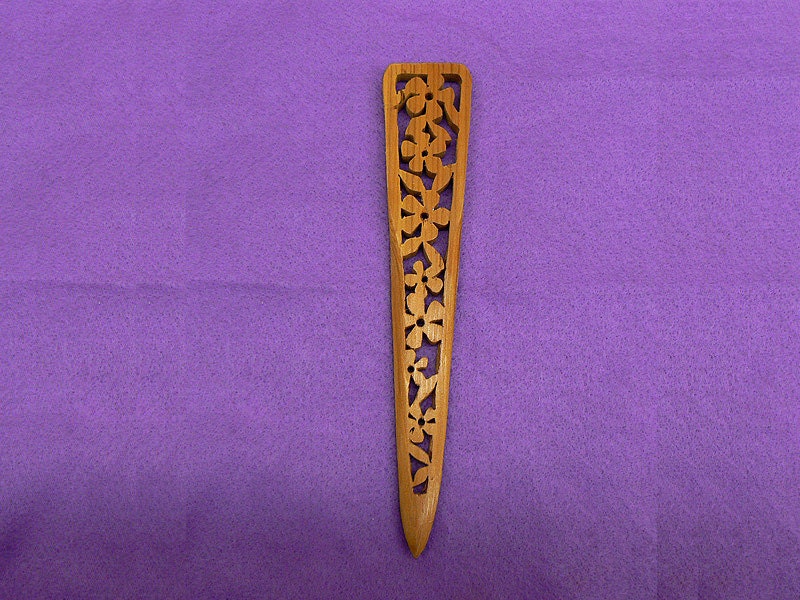 Floral Fretwork  Hand Cut Wood letter Opener