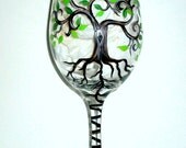 Family Reunion Hand Painted Wine Glasses Family Tree Personalized with Names and Date One  20 oz. Wine Glass