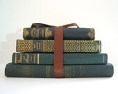 Antique & Vintage Book Bundle Teal Blue Green Gold Home Office Decor Books