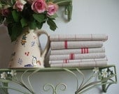 6 for only 99 dollars  ANTIQUE FRENCH LINEN linen  kitchen cloths red stripe  ..linen tea towel linen  napkins