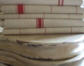 6 for 99 dollars ANTIQUE FRENCH LINEN linen  kitchen cloths red stripe  ..linen tea towel linen  napkins