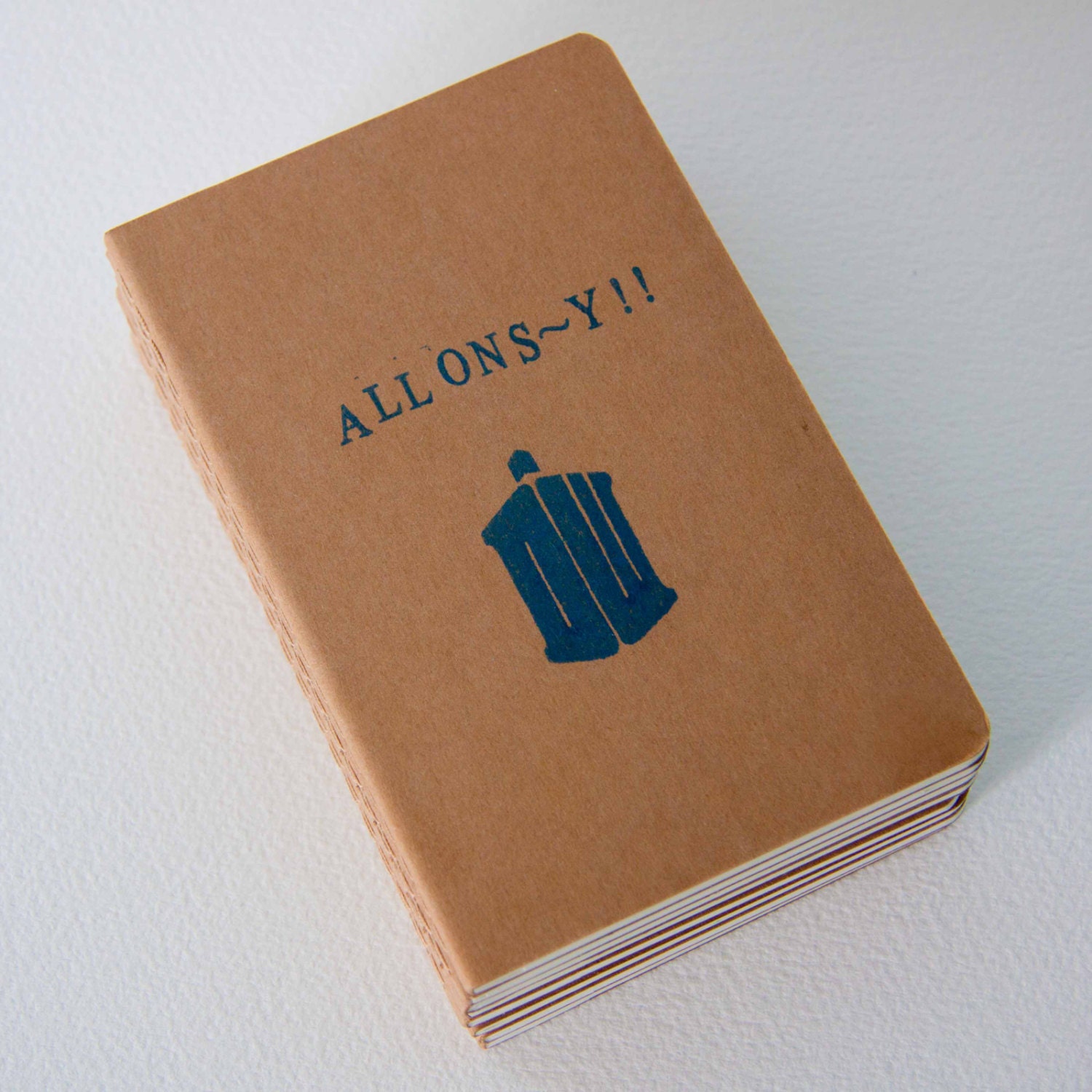 ALLONS-Y hand stamped moleskine notebook pocket size