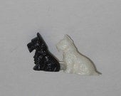 Vintage Dog Brooch Black and White Scottie Dogs Pin 1950s
