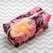 Small Box Bag, Cosmetic Bag or Pencil Case - Pink, Purple and Yellow Floral Cotton