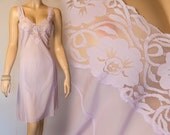 XL plus size lingerie lilac vintage full slip 1970s vintage (PL293)
