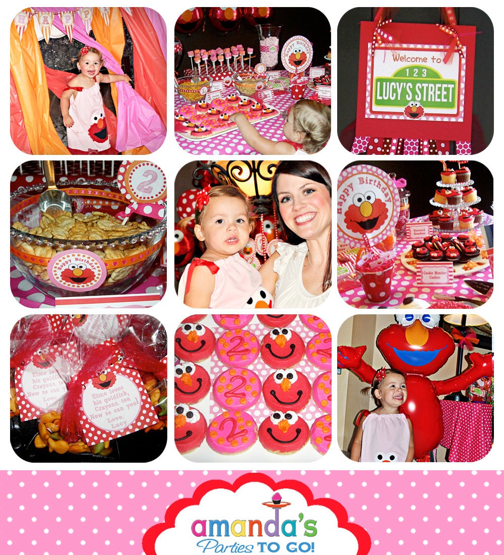 Elmo Birthday - SALE - Elmo Party Printable Set - Pink Version inspired by Sesame Street - by Amanda's Parties To Go