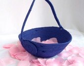 Flower Girl Basket, Handmade Periwinkle Wedding Card Basket,  Wedding Decor, hand wrapped and hand coiled fabric