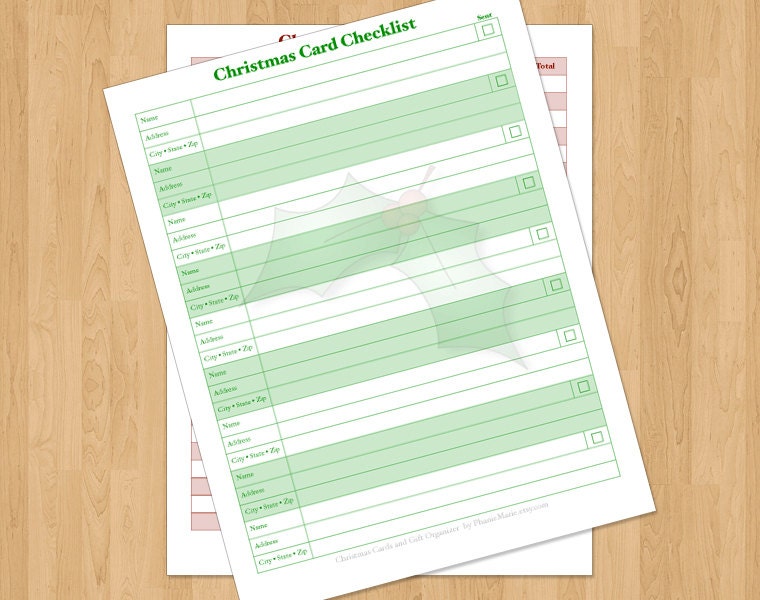 INSTANT DOWNLOAD Christmas Holiday Gift and Card Organizer, printable