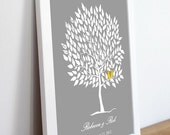 Wedding Guestbook Alternative Print--  To Be Personalized With Guest's Signatures - 17x22 - 160 Signature Wedding Guest Book tree