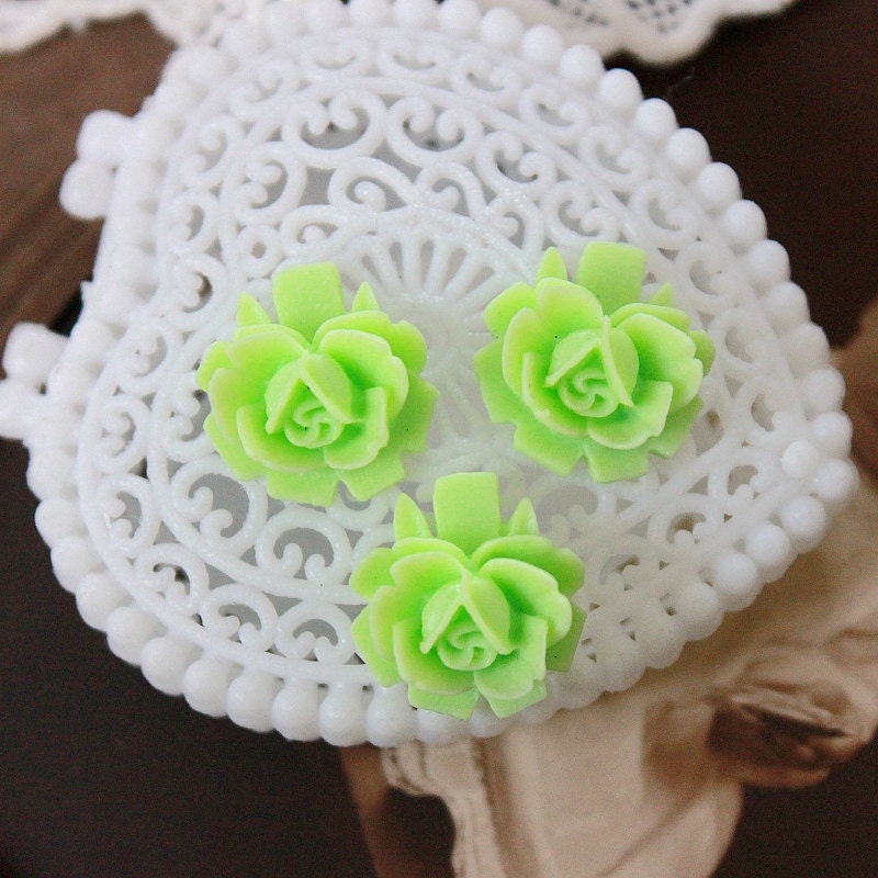 SALE--8pcs NEW Beautiful Colorful Ruffle Rose Flower Resin Cabochon --16mm(CAB-P-17)