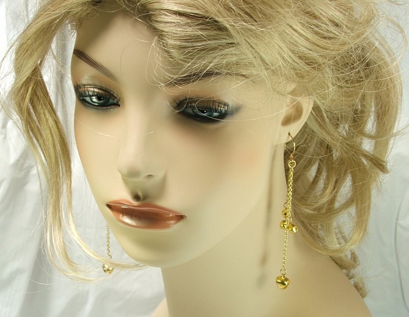 Slave Bell Earrings Long Dangle Womens Jewelry Gold Plate Bell Chain Earrings