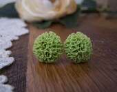 Green Ruffle Stud Earrings
