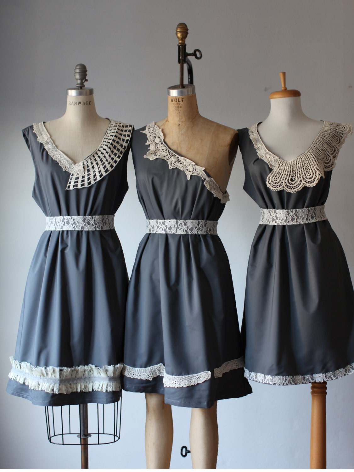 mismatched bridesmaid dresses / Dress / Bridesmaid / Romantic /  gray / lace  / Fairy / Dreamy / Bridesmaid / Party / wedding / Bride