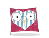 owl nursery art-postcard with envelope-nautical love owl-print from original illustration