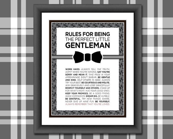 How to Be the Perfect Little Gentleman, Nursery Print, 11x14 inch