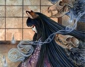 Fox Spirit, Kitsune Demon, Yokai, Japanese Art, Fox Woman, 4x6 Fine Art Print