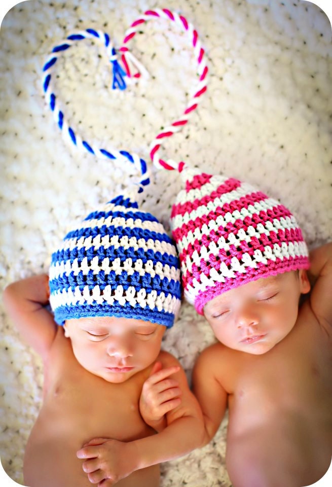 Newborn Photo Prop Boy Girl Twin Hats