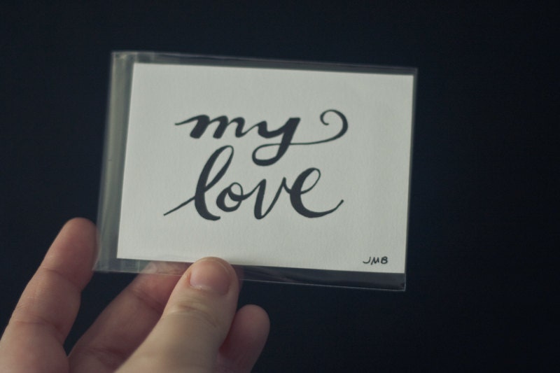 ATC, ACEO, Artist Trading Card, Miniature Art, Anniversary Quote, Love Quote, Wedding Quote, Valentine's Quote, Typography Original