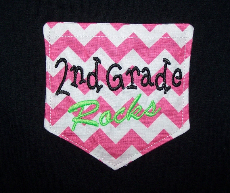 Second Grade Rocks Chevron Pocket Shirt 2nd Grade Rocks Pocket Teacher Shirt