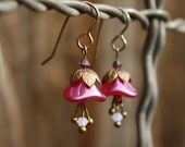 Fuschia Pink Bellflower Earrings