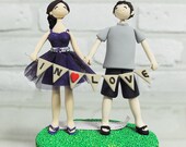 Couple with in love photo prop custom wedding cake topper decoration