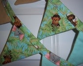 In The Jungle - cotton flannel handmade 6.5 ft flag banner garland jungle animals baby shower decoration room decor, crazyadsteam
