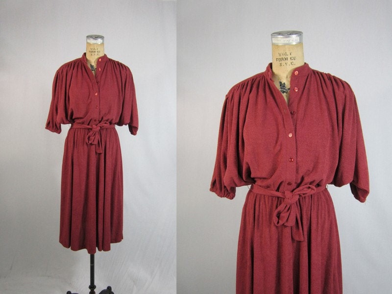 70s Boho Dress . Chic Baggy Batwing Top . Large XL