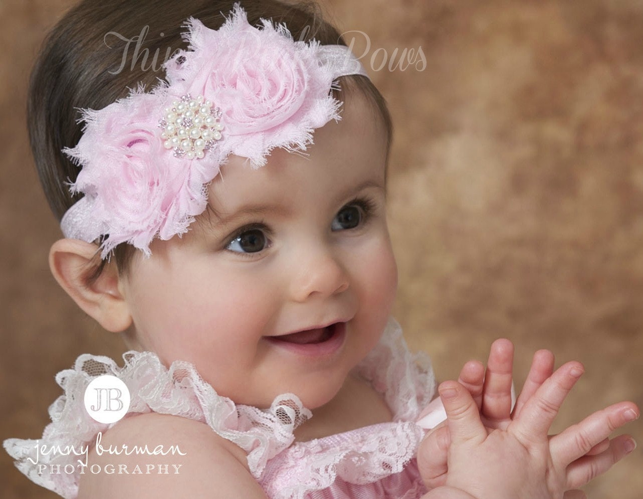 Pink Baby Headband,Flower Headband,Shabby Chic Headband, Newborn to Adult Headband,Flower Headband,Hair Bow.