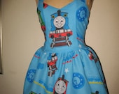 Custom Made to Order Thomas the Tank Engine Geekery Character Pin up SweetHeart Ruffled Halter Mini Dress