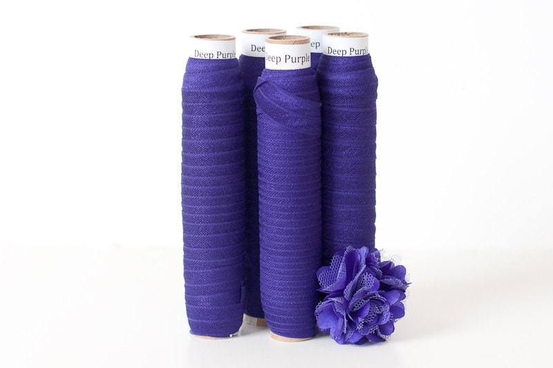 Deep Purple Fold Over Elastic for Baby Headbands - 5 Yards of 5/8 inch FOE