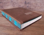 wood guest book -black walnut - custom wedding or cabin guestbook personalized teal brown rustic - made to order
