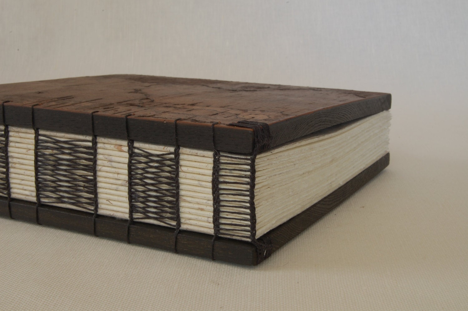 handmade tree bark journal - wedding guest book - cabin guest book -brown black natural woodland rustic  - ready to ship