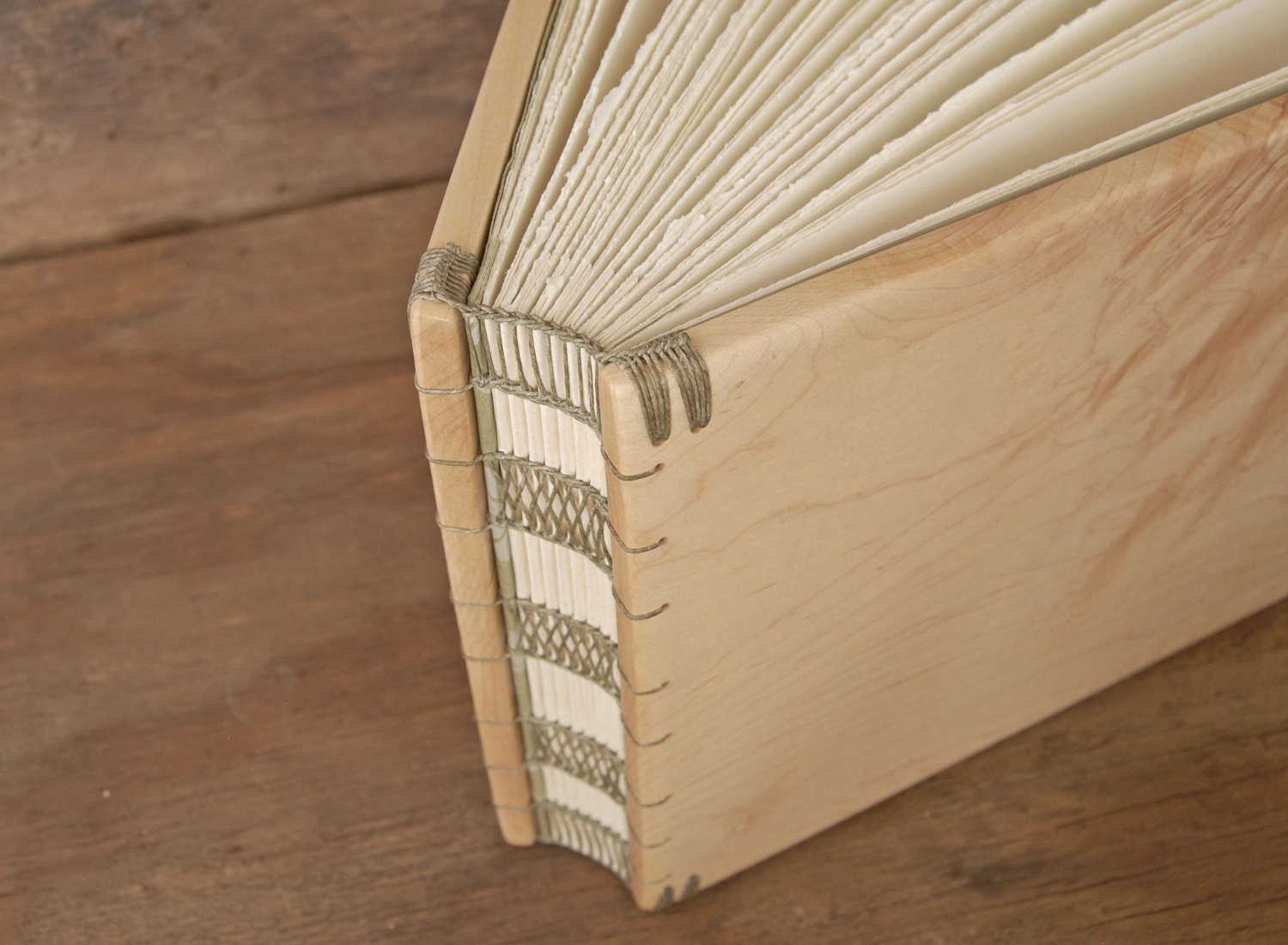 Handmade Journal Maple Wood Book Rustic Wedding Guest Book sage green spring wedding   -ready to ship