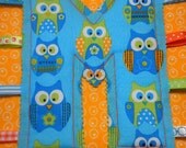 BLUE & GREEN OWLS - Monogram Tag Toy  - Personalized Alphabet Toy for Your Baby