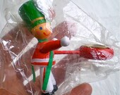 Christmas, Vintage Soldier, Candle Hugger, Wooden, Colonial Candle, Taiwan, Decoration, New Old Stock, Home Decor, 1970s